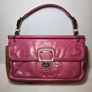 Y2K Coach Willis Legacy City Colorblock Magenta Leather Satchel Crossbody Pink